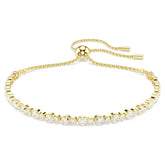 Matrix Tennis bracelet Round cut, White, Gold-tone plated